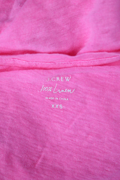 J Crew Women Basic Pink Linen Round Neck Short Sleeve T-Shirt Size 2XS