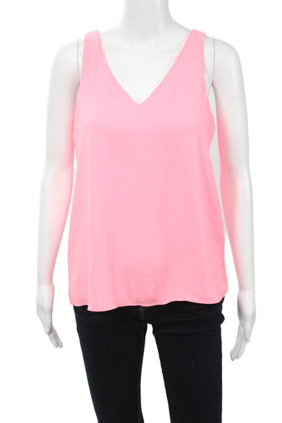 Lilly Pulitzer Women Sleeveless V-Neck Tank Pink Polyester Beach Basic Size XS