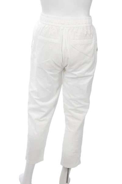 Zara Mens Ankle Cropped Pants White Drawstring Cotton Linen Size L