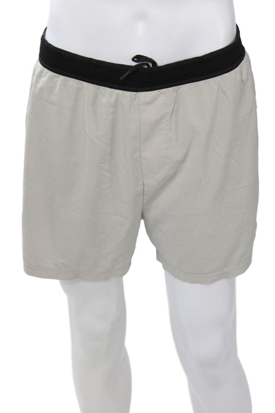 Rhone Mens Beige Drawstring Beach Shorts Size L