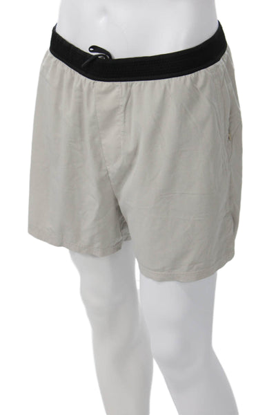 Rhone Mens Beige Drawstring Beach Shorts Size L