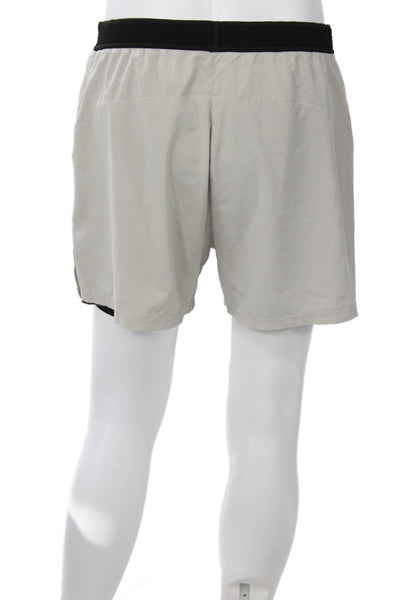 Rhone Mens Beige Drawstring Beach Shorts Size L