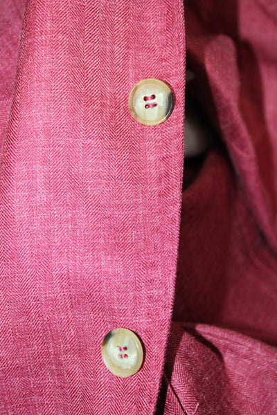 Giusto! Senza Regole Men Pink Herringbone Sport Coat Wool Silk Linen Collared Sz