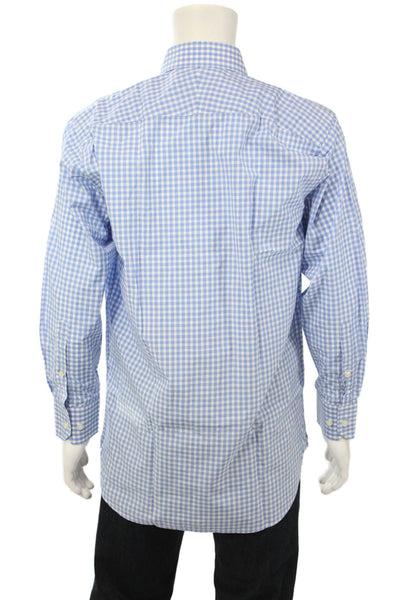 Paul Stuart Men's Long Sleeves Button Down Blue Plaid Shirt Size 16