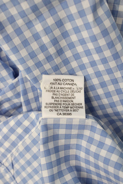 Paul Stuart Men's Long Sleeves Button Down Blue Plaid Shirt Size 16