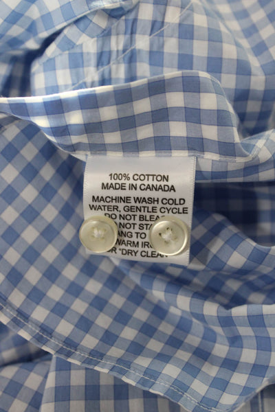 Paul Stuart Men's Long Sleeves Button Down Blue Plaid Shirt Size 16