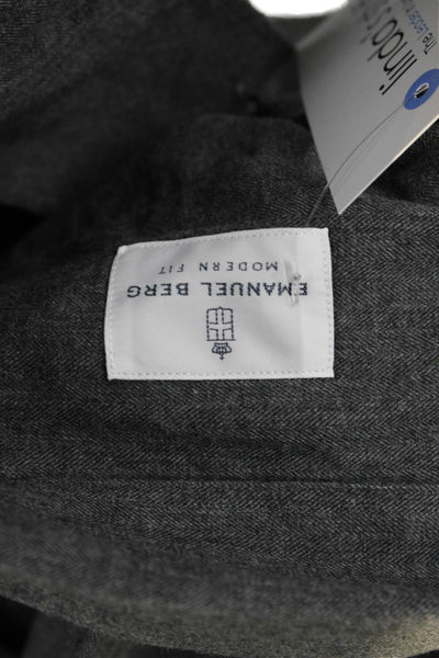 Emanuel Berg Men's Collared Long Sleeves Button Down Shirt Gray Size L