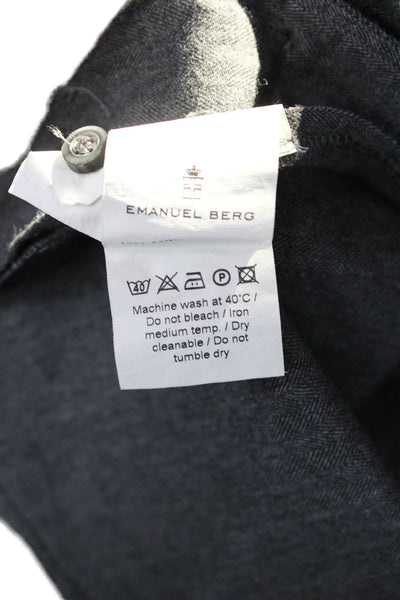 Emanuel Berg Men's Collared Long Sleeves Button Down Shirt Gray Size L