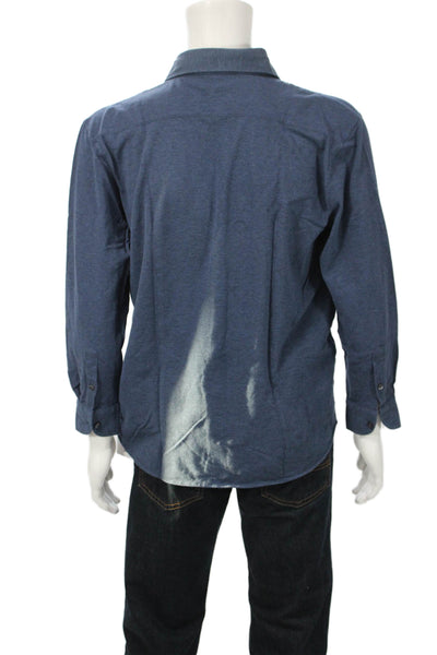 Giusto! Senza Regole Men's Long Sleeves Button Down Shirt Navy Blue Size L