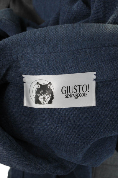 Giusto! Senza Regole Men's Long Sleeves Button Down Shirt Navy Blue Size L