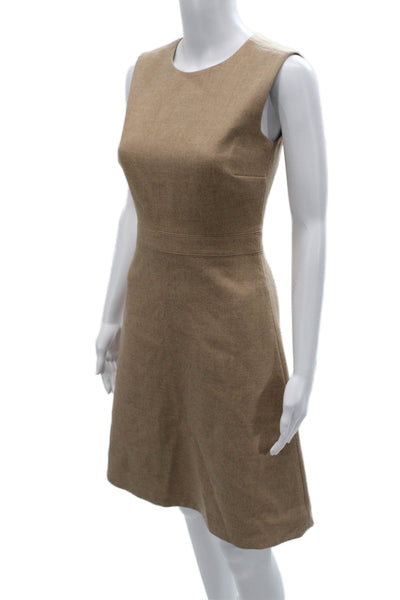 J Crew Womens A-Line Sheath Dress Beige Wool Sleeveless Knee Zip Size 0