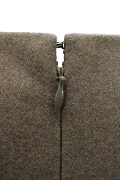 J Crew Womens A-Line Sheath Dress Beige Wool Sleeveless Knee Zip Size 0