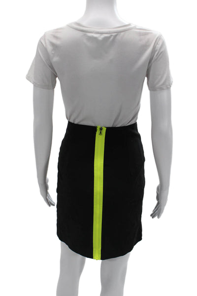 Artelier Nicole Miller Women Black Leather Pencil Mini Skirt Size 4