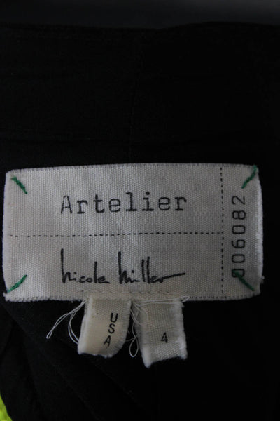 Artelier Nicole Miller Women Black Leather Pencil Mini Skirt Size 4
