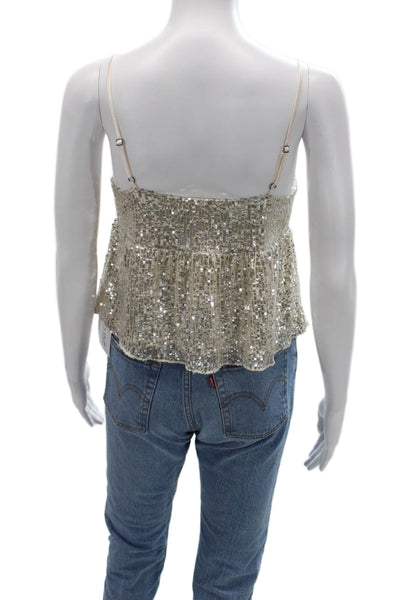 Lucky Brand Womens Cropped Camisole V Neck Beige Polyester Size XS