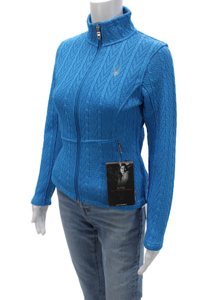 Spyder Womens Full Zip High Neck Blue Polyester Sweater Size XS