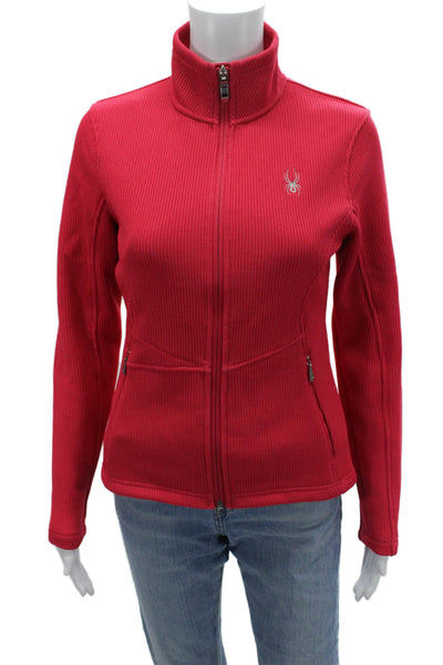 Spyder Womens Red High Neck Zip Polyester Blend Outdoor Jacket Size S
