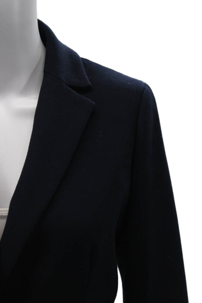 J Crew Womens Dark Blue Collared Button Blazer Long Sleeve Size 2