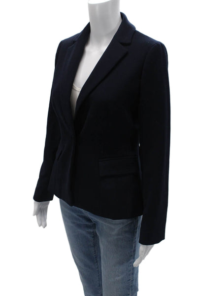 J Crew Womens Dark Blue Collared Button Blazer Long Sleeve Size 2