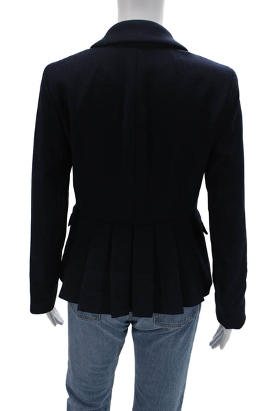 J Crew Womens Dark Blue Collared Button Blazer Long Sleeve Size 2