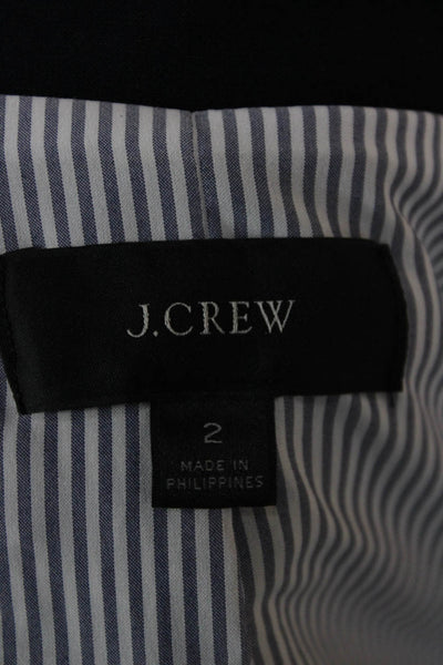 J Crew Womens Dark Blue Collared Button Blazer Long Sleeve Size 2