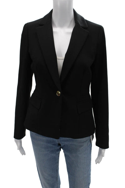 J Crew Women Black Collared Button Long Sleeve Classic Blazer Size 2