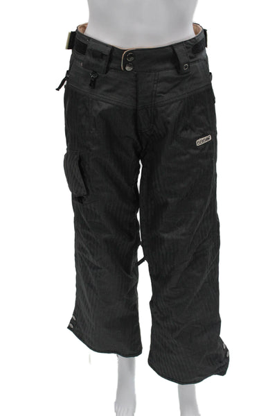 686 Mens Cargo Snow Pants Black Herringbone Nylon Button Inseam 27 Size XS