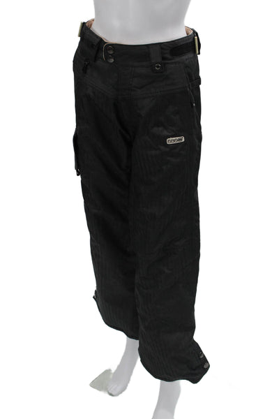 686 Mens Cargo Snow Pants Black Herringbone Nylon Button Inseam 27 Size XS