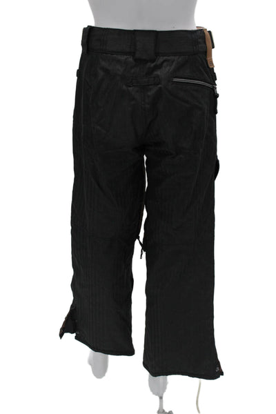 686 Mens Cargo Snow Pants Black Herringbone Nylon Button Inseam 27 Size XS