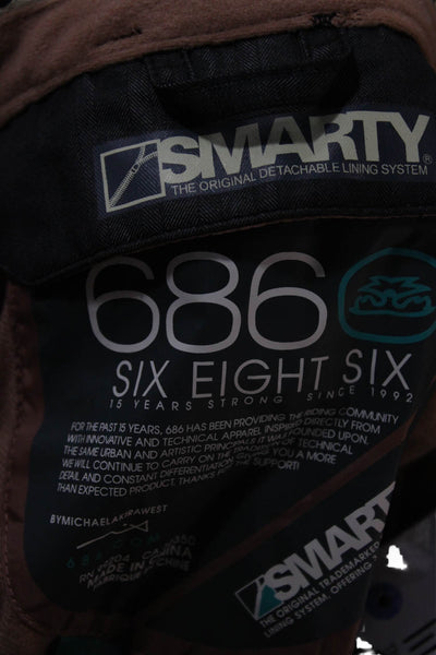 686 Mens Cargo Snow Pants Black Herringbone Nylon Button Inseam 27 Size XS
