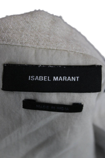 Isabel Marant Women Collared Long Sleeve Silk Jumpsuit Beige Size 34