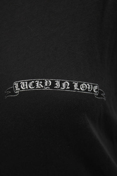 Lauren Moshi Womens Basic Black Graphic Love Cotton Crewneck T-Shirt Size L