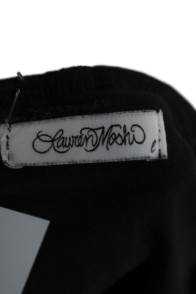 Lauren Moshi Womens Basic Black Graphic Love Cotton Crewneck T-Shirt Size L