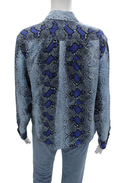 Equipment Femme Womens Blue Silk Snake Print Button-Up Long Sleeve Size XS