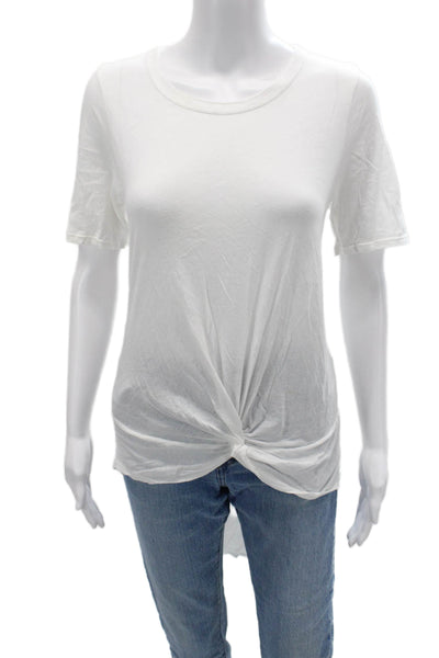 Enza Costa Womens Tunic Tee White Short Sleeve Lyocell Linen Size S