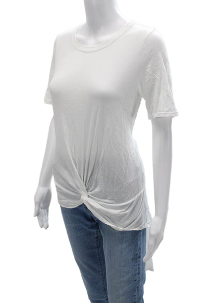 Enza Costa Womens Tunic Tee White Short Sleeve Lyocell Linen Size S
