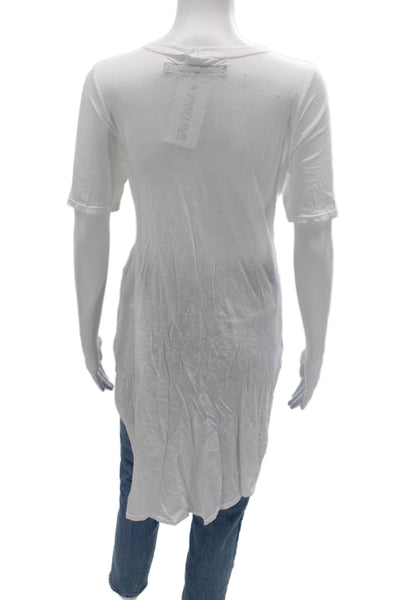 Enza Costa Womens Tunic Tee White Short Sleeve Lyocell Linen Size S