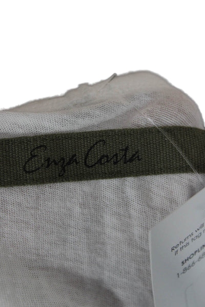 Enza Costa Womens Tunic Tee White Short Sleeve Lyocell Linen Size S
