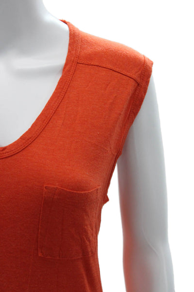 T Alexander Wang Womens Basic V Neck Orange Rayon Tank Sleeveless Size S