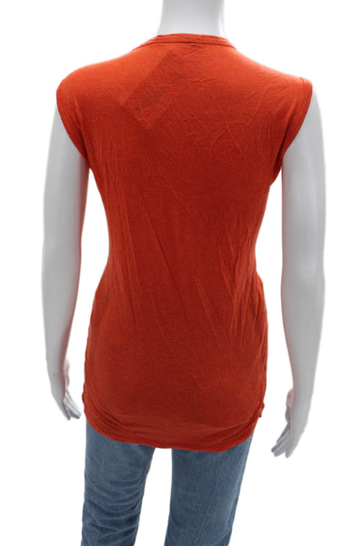 T Alexander Wang Womens Basic V Neck Orange Rayon Tank Sleeveless Size S