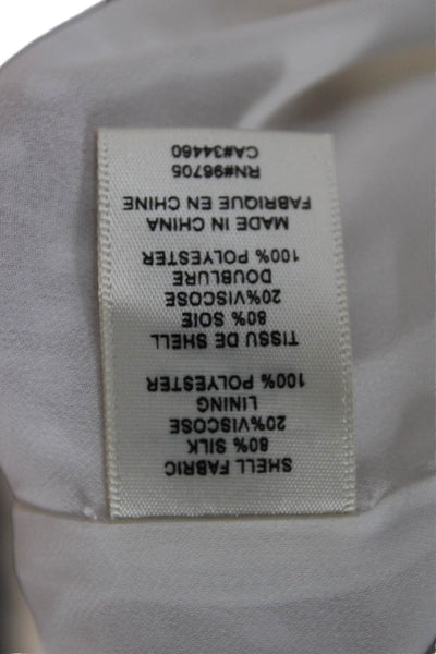 Rebecca Taylor Women White Polka Dot High Neck Tie Blouse Long Sleeve Size 8