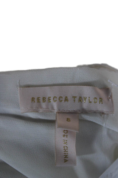 Rebecca Taylor Women White Polka Dot High Neck Tie Blouse Long Sleeve Size 8