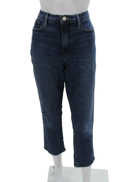 Frame Womens Cropped Mom Jeans Dark Blue High Rise 26 Inseam Size 28