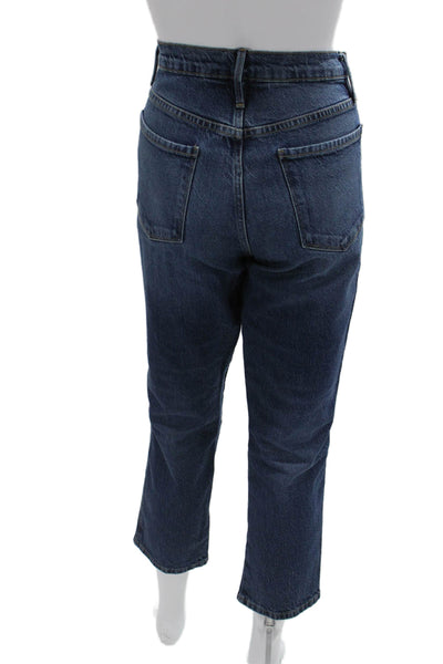 Frame Womens Cropped Mom Jeans Dark Blue High Rise 26 Inseam Size 28
