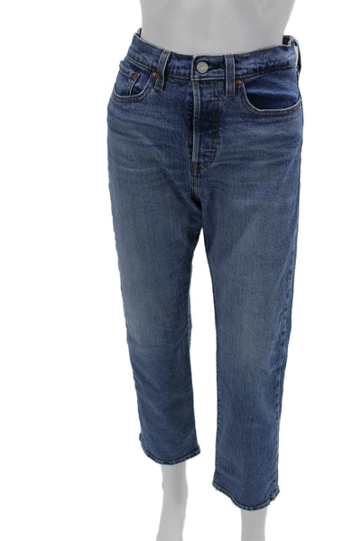 Levi's Mens Cropped Straight Jeans Blue High Rise Inseam 28 Size 28