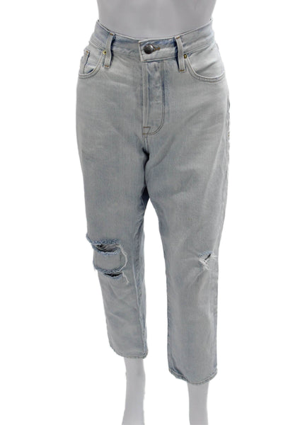 Frame Womens Light Blue Cropped Boyfriend Jeans High Rise Size 28