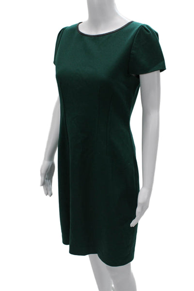 Elie Tahari Women Sheath Dress Green Short Sleeve Round Neck Size 6