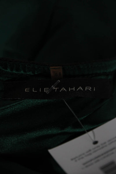 Elie Tahari Women Sheath Dress Green Short Sleeve Round Neck Size 6