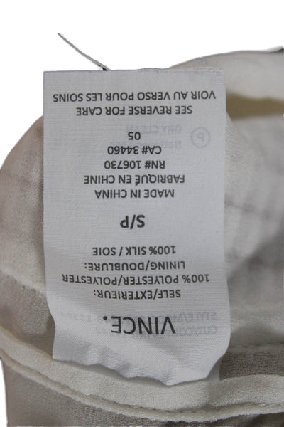 Vince Women White Silk Sleeveless Crew Neck Basic Tank Designer Size S