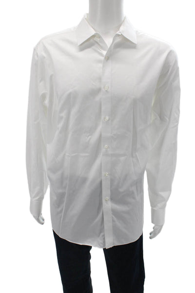Hart Schaffner Marx Mens White Point Collar Long Sleeve Dress Shirt Size XL